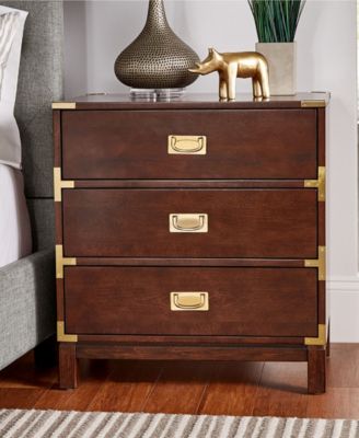 Herley 3-Drawer Gold Accent End Table Nightstand
