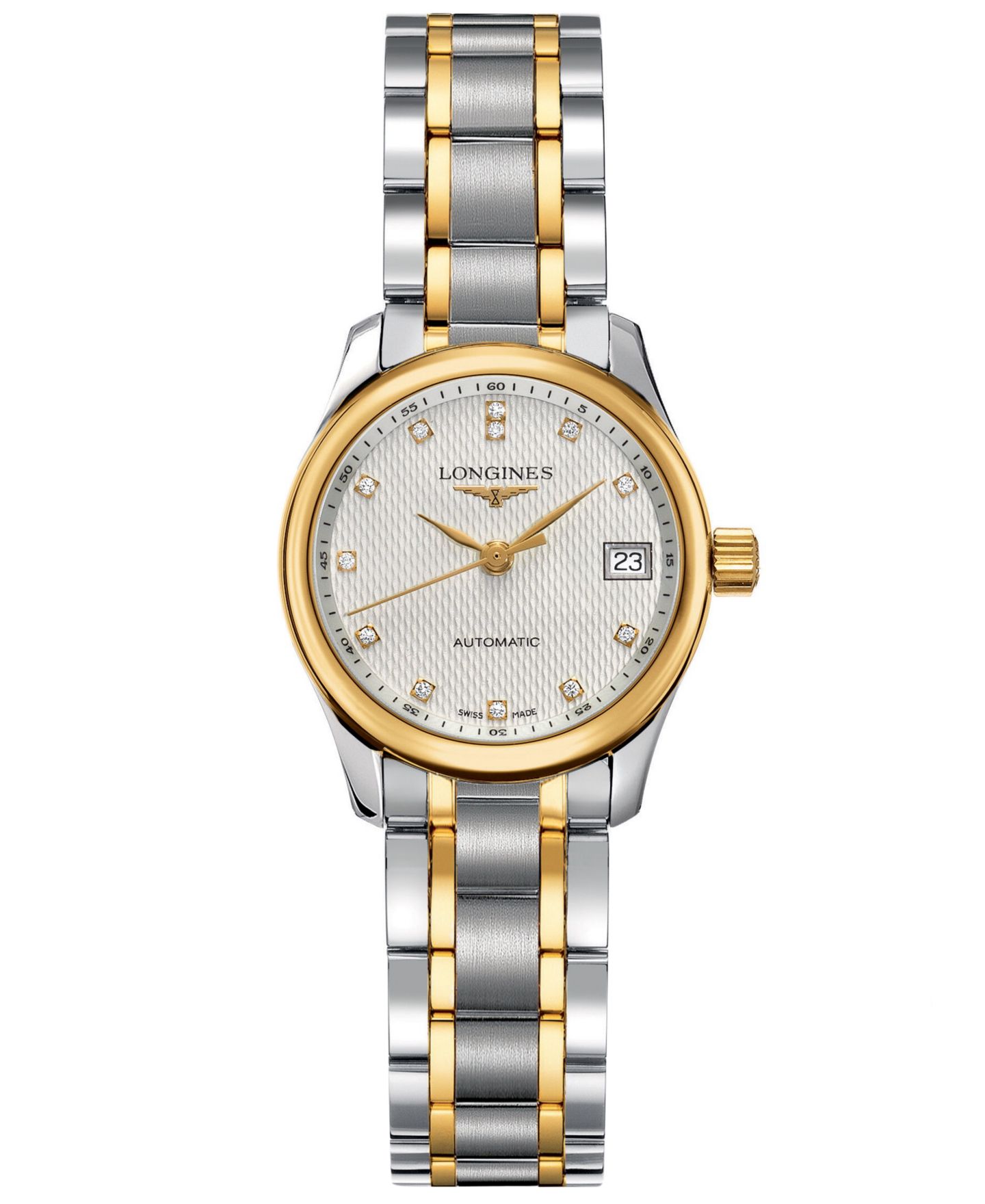 Женские швейцарские часы Longines Master с бриллиантом, золото 18 карат, 26 мм — фото 1