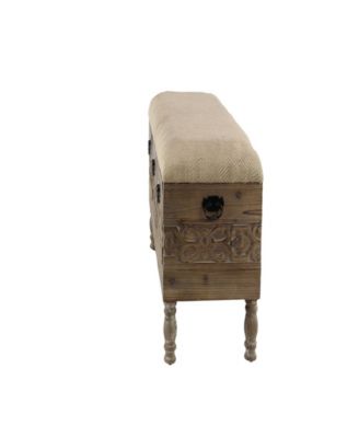 Rustic 20" x 47" Three-Drawer Storage Bench with Cushioned Seat