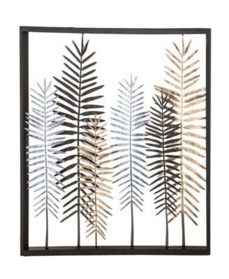 Modern Iron Framed Leaves Wall Decor