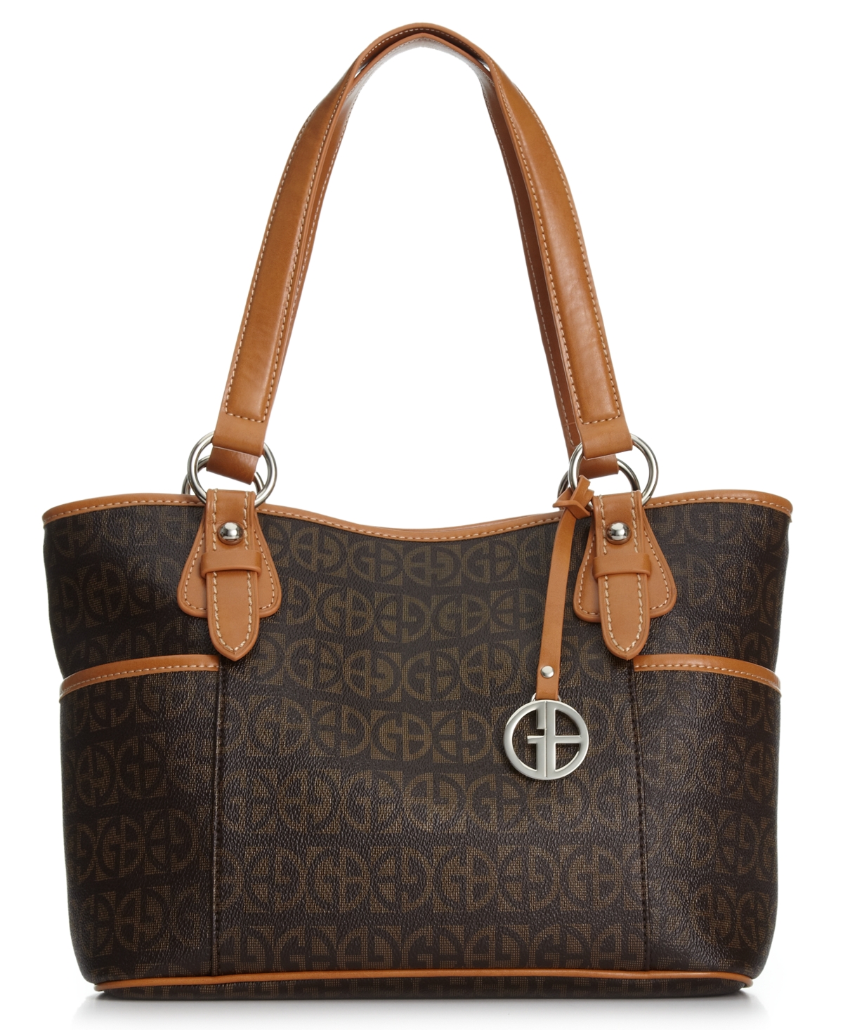 Block Signature Tote, Created for Macy's - Brown/Silver
