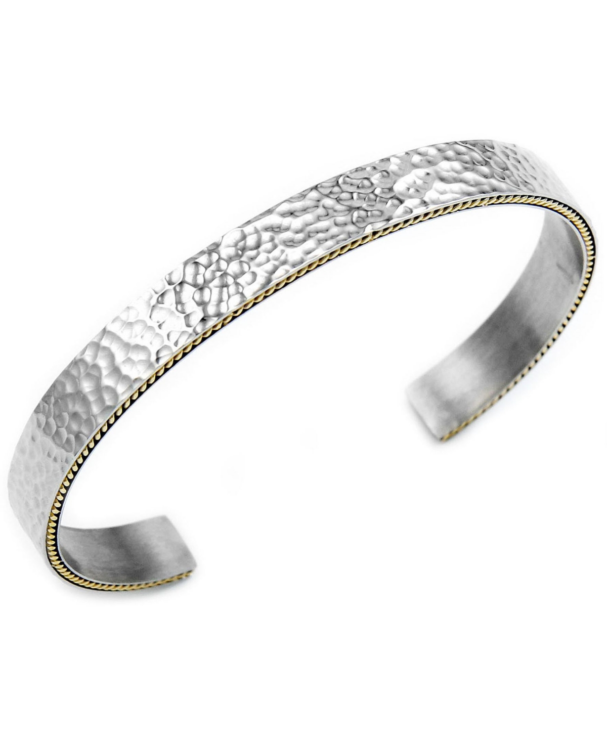 Sutton Stainless Steel Hammered Bangle Bracelet With Gold-Tone Trim - Two Tone Silver/Gold