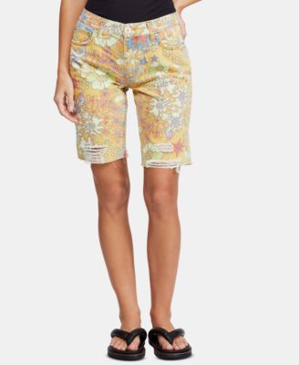 Free People - Alani Printed Ripped Shorts