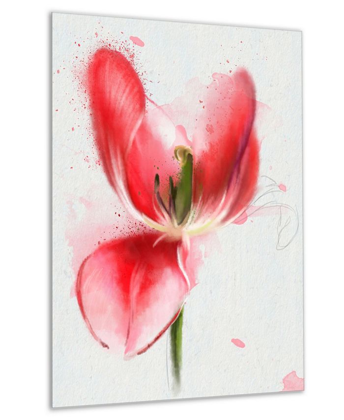 Design Art Designart 'Wonderful Red Poppy Watercolor' Floral Metal Wall ...