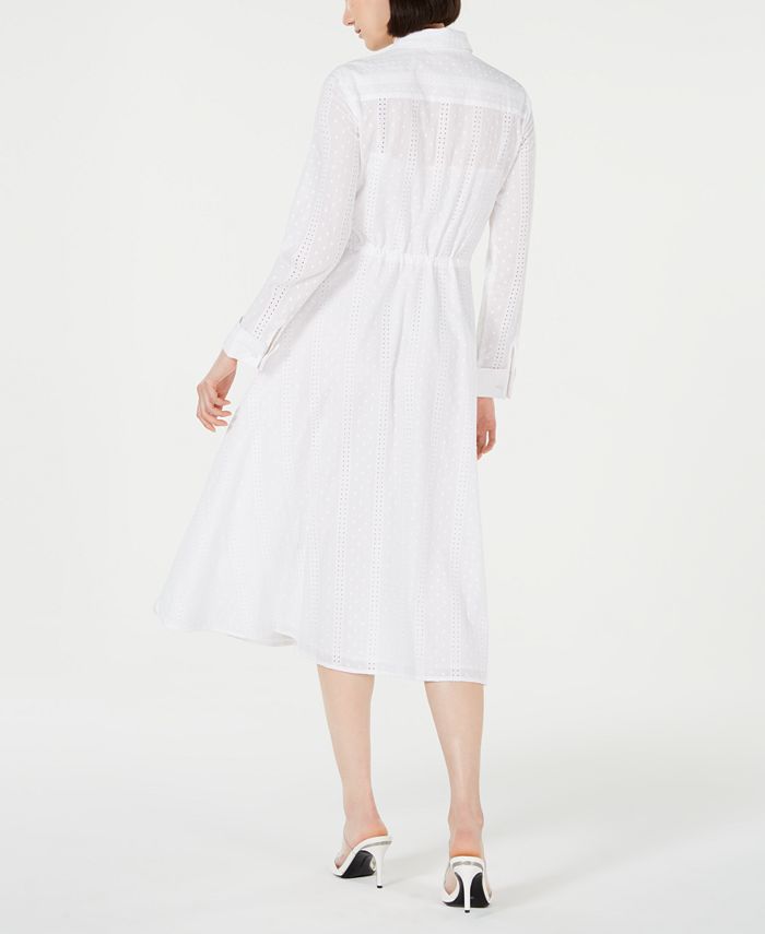 Calvin Klein Eyelet Drawstring Midi Shirtdress - Macy's