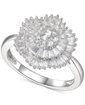 image of Cubic Zirconia Baguette Cluster Ring in Sterling Silver