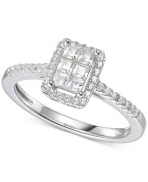 image of Cubic Zirconia Square Cluster Ring in Sterling Silver