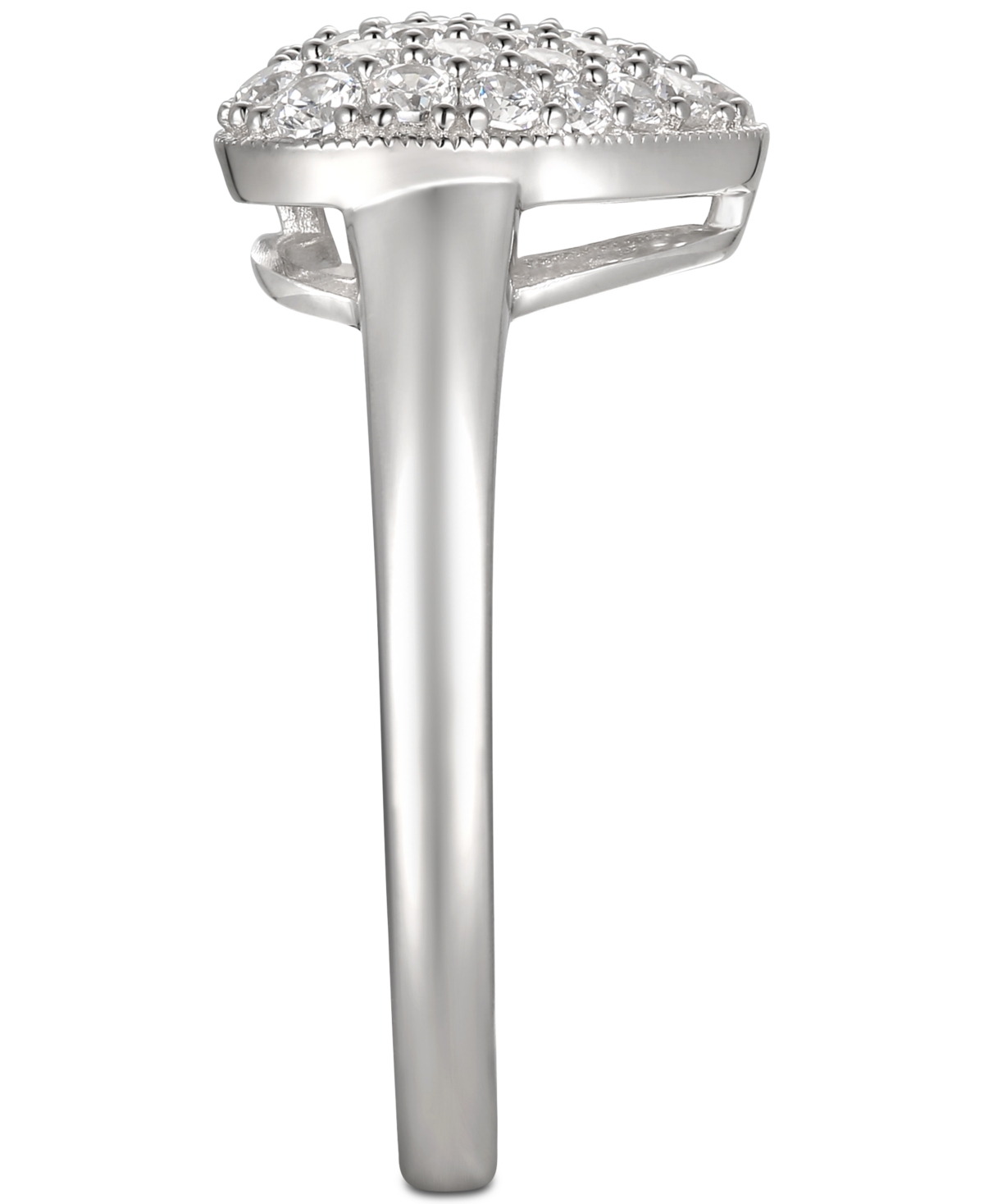(1-1/2 c.t. t.w.) Pave Heart Ring in Sterling Silver - Cubic Zirconia