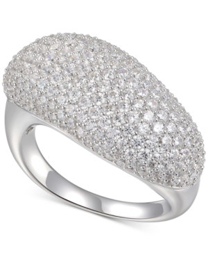 image of Cubic Zirconia Pave Diagonal Statement Ring in Sterling Silver