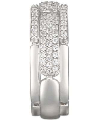 Cubic Zirconia (1-1/3 cttw) Pav&eacute; Band in Sterling Silver