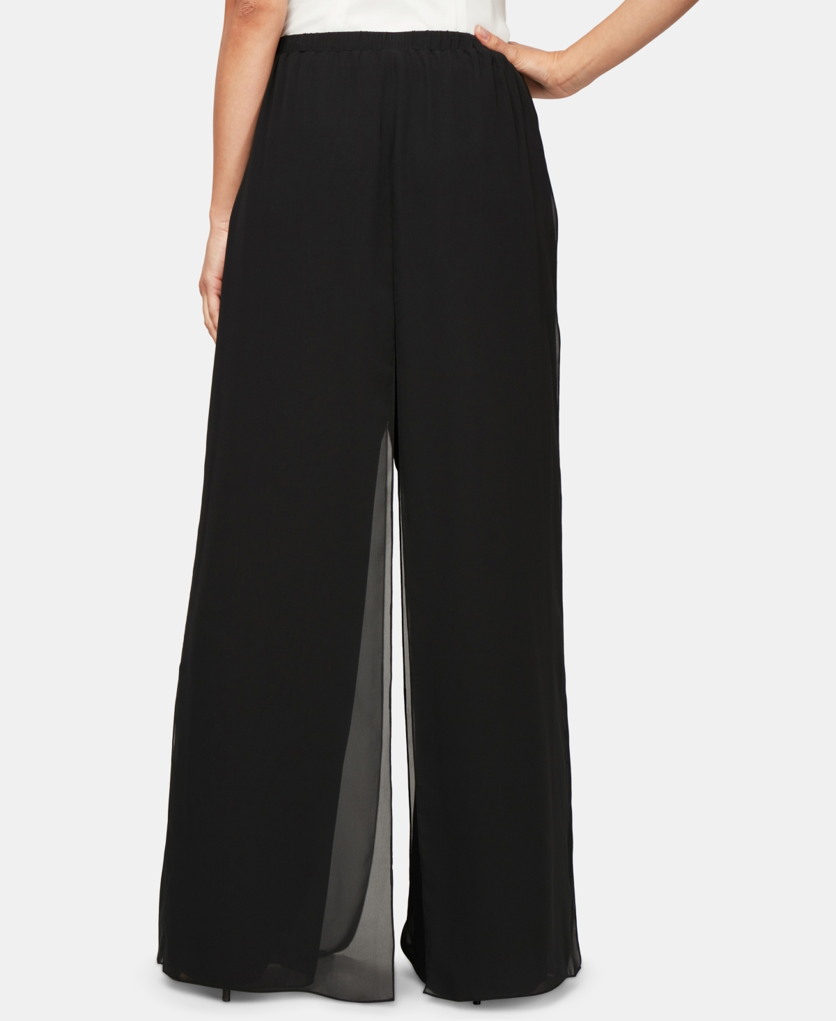 Alex Evenings Womens Cropped Drapey Wide Leg Pants In Black