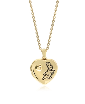 image of Beatrix Potter Gold Plated Sterling Silver Peter Rabbit Heart Locket Necklace