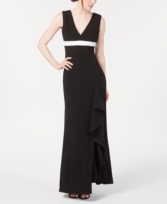 Calvin Klein Ruffled Embellished Gown - Macy's