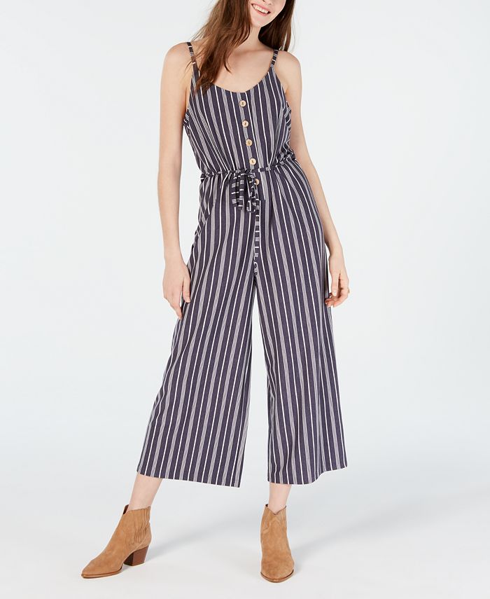 American Rag Juniors' Striped Cropped Wide-Leg Jumpsuit, Created for ...