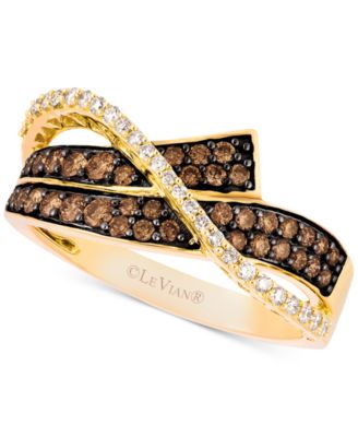 Le Vian - Chocolatier&reg; Chocolate Diamond (3/8 ct. t.w.) & Vanilla Diamond (1/6 ct. t.w.) Overlap Statement Ring in 14k Gold