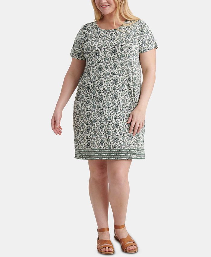 Lucky Brand Plus Size Woodblock Print T-Shirt Dress - Macy's