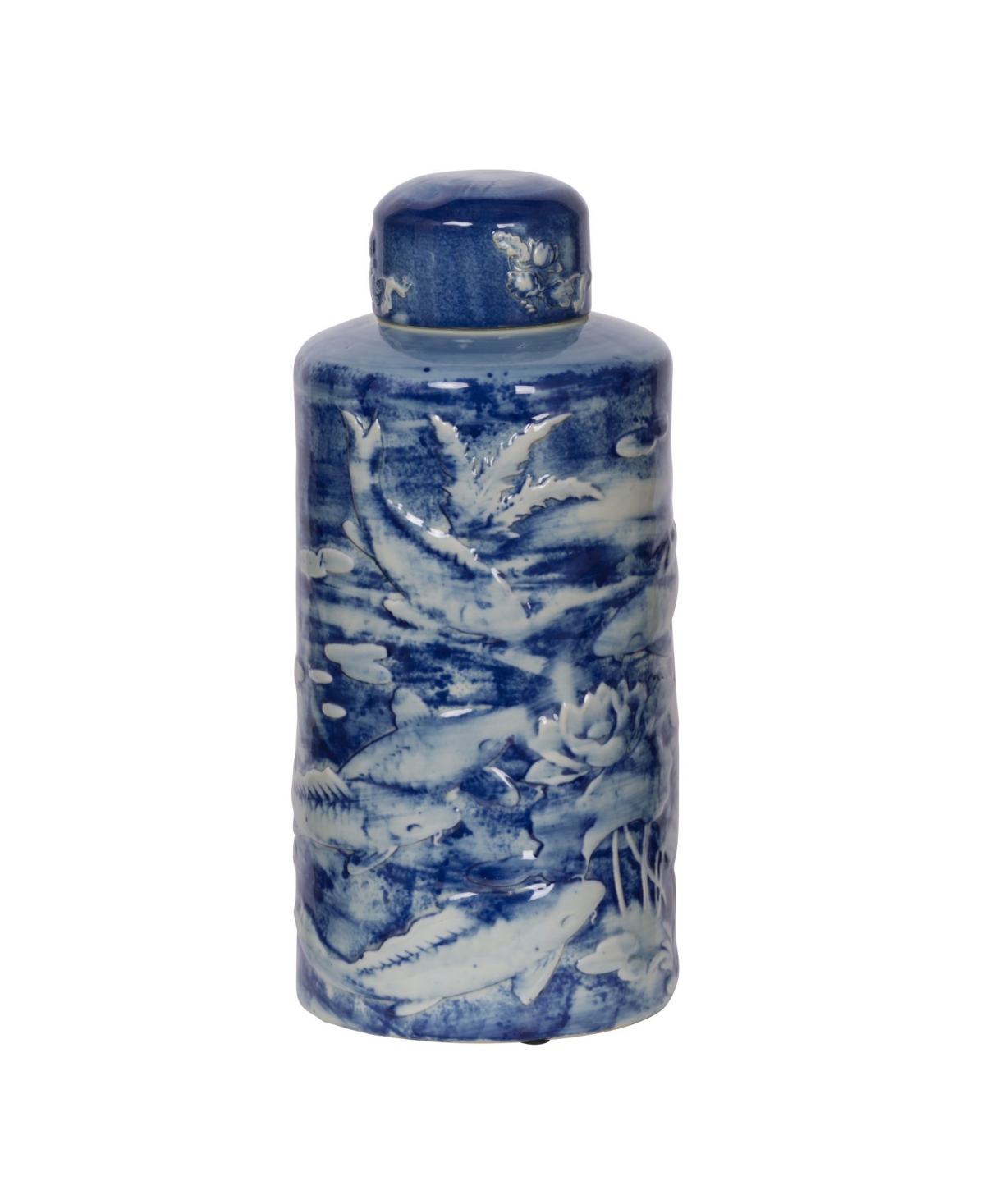 Ab Home Oan Lidded Decorative Jar In Blue
