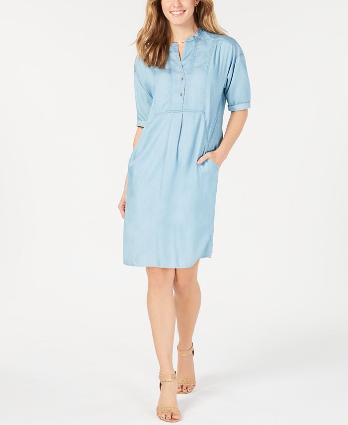 Lucky Brand Cotton Short-Sleeve Shirtdress - Macy's