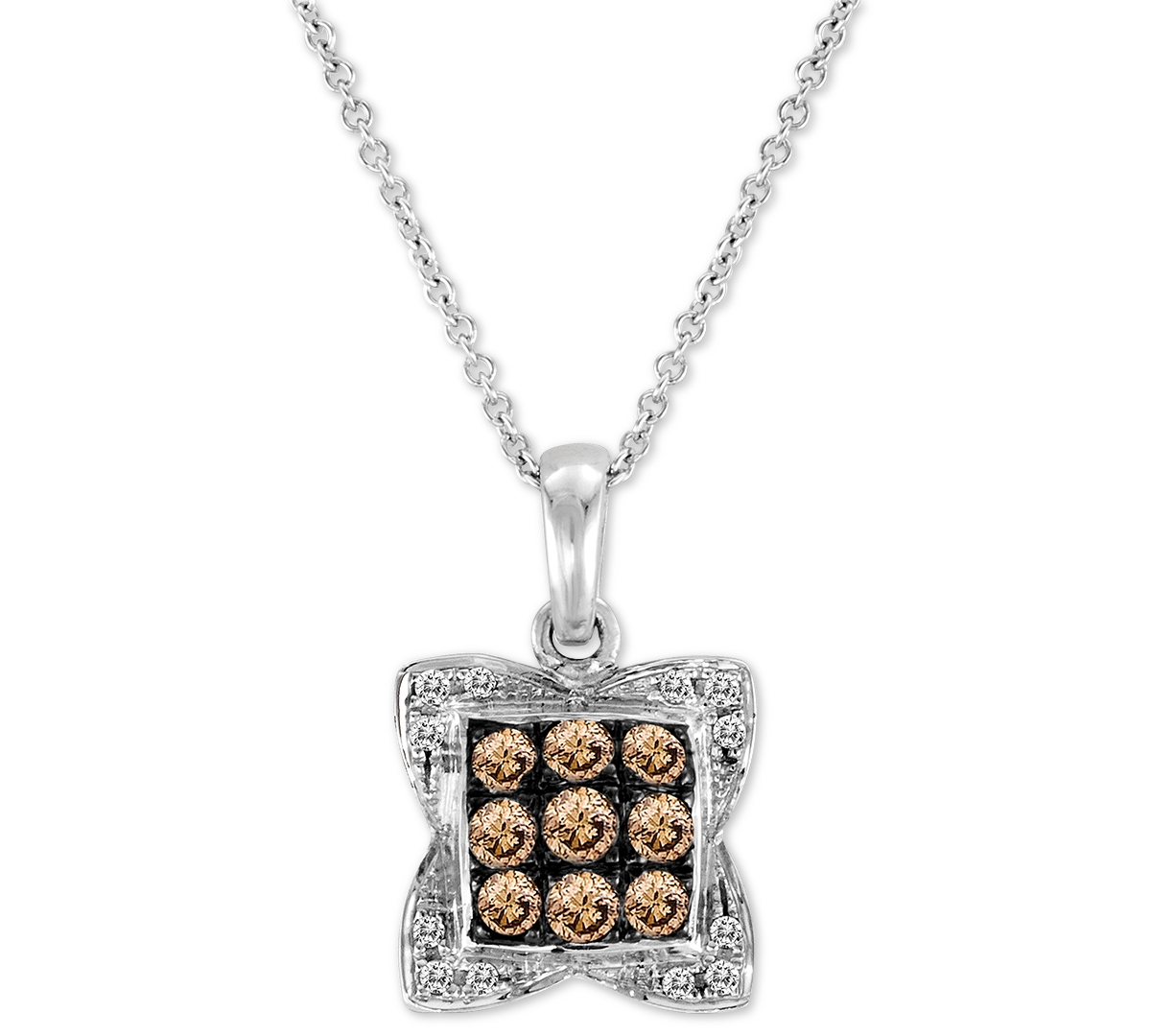Le Vian Diamond Square Cluster 18" Pendant Necklace (3/8 Ct. T.w.) In 14k White Gold In Gold