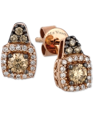 image of Le Vian Chocolatier Diamond Halo Cluster Stud Earrings (3/8 ct. t.w.) in 14k Gold