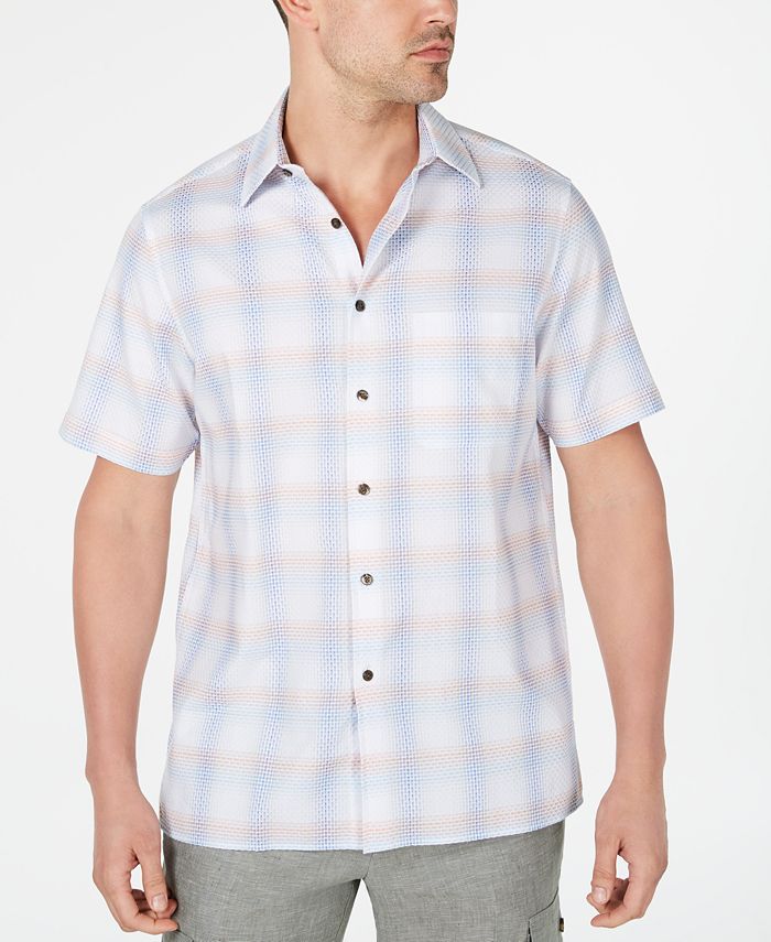 Tasso Elba Men's Stretch Plaid Dobby Shirt, Created for Macy's - Macy's