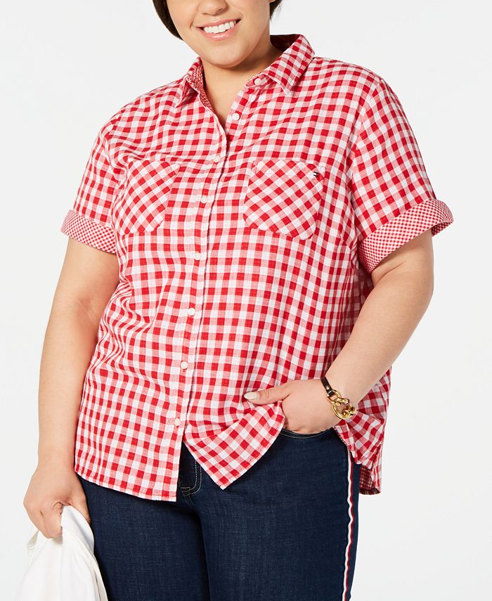 Tommy Hilfiger Plus Size Cotton Printed Camp Shirt Macy's