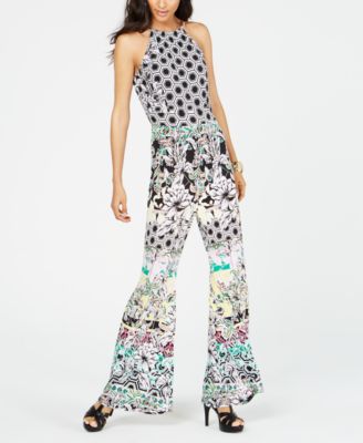 INC International Concepts - Printed Necklace-Collar Halter Jumpsuit