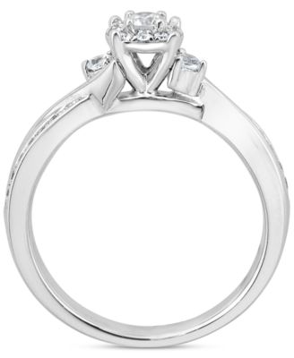 Diamond Cluster Engagement Ring (1/3 ct. t.w.) in 14k White Gold