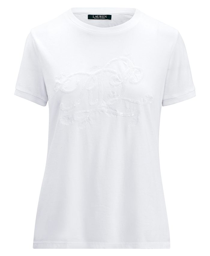 Lauren Ralph Lauren Petite Logo Graphic Cotton T-Shirt - Macy's