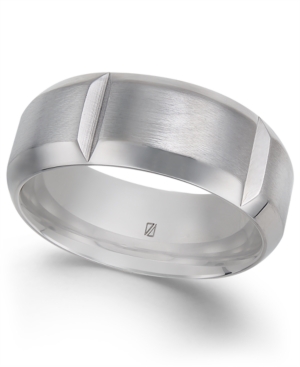 image of Men-s Satin-Finish Faceted Cobalt Ring