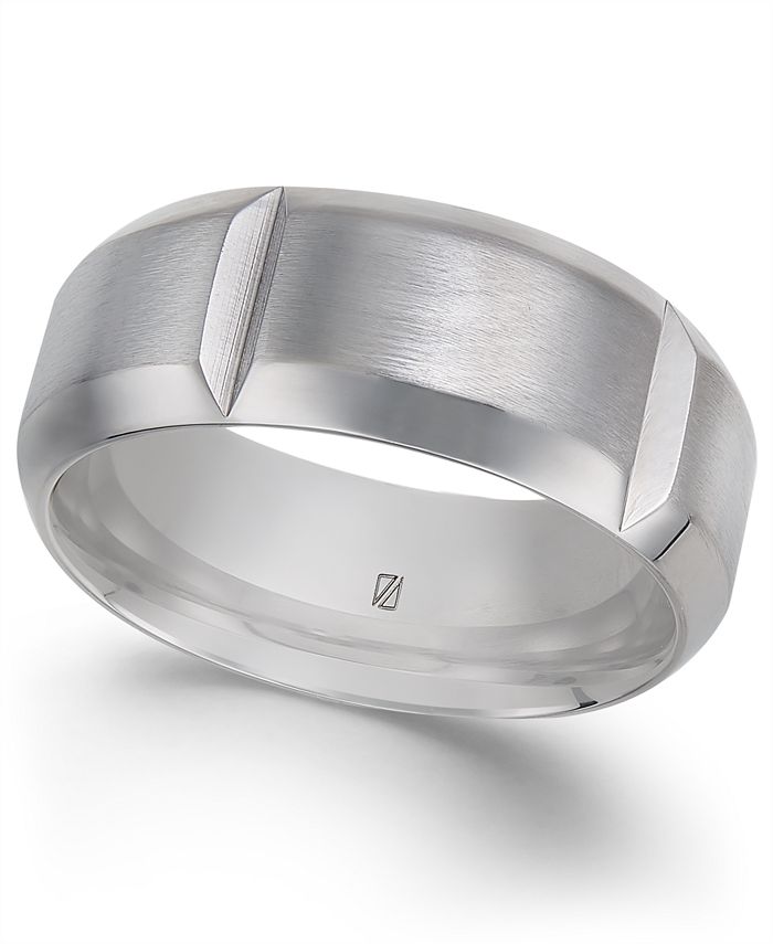 Macy's - Men's Satin-Finish Faceted Cobalt Ring