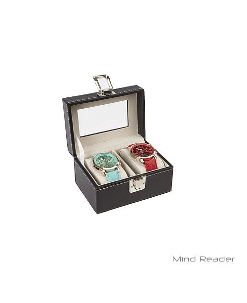 Mind Reader Watch Box Organizer Case Fits 2 Watches Mens Jewelry