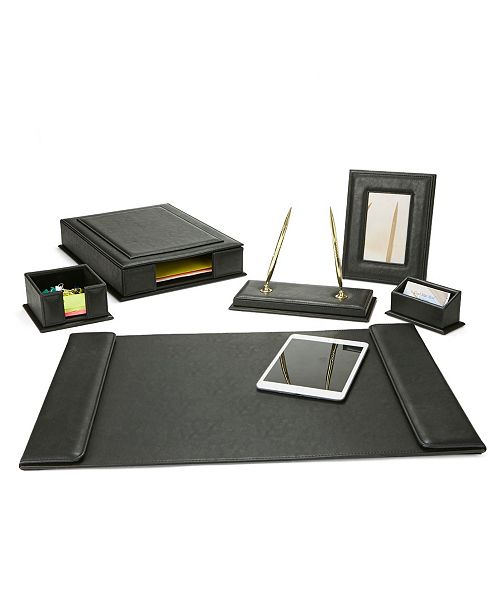 Mind Reader Pu Leather Full Desk Accessory Set Organizer With Desk