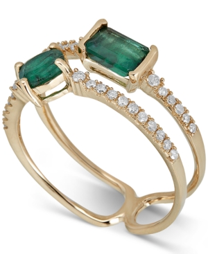image of Emerald (1 ct. t.w.) & Diamond (1/6 ct. t.w.) Ring in 14k Gold