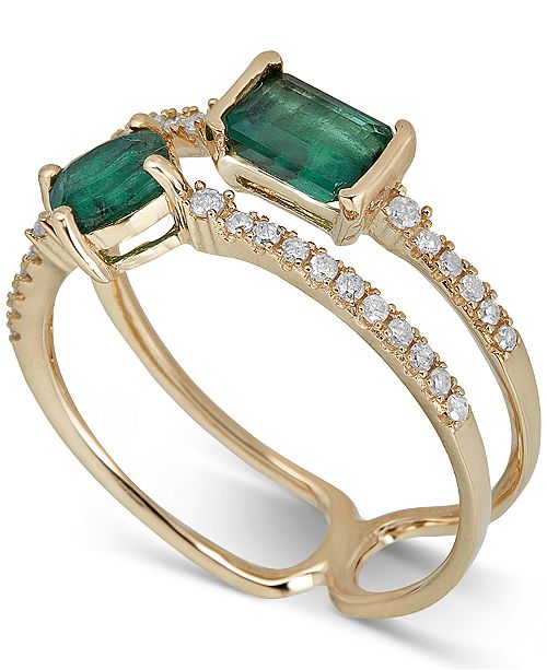Macy S Emerald 1 Ct T W Diamond 1 6 Ct T W Ring In 14k Gold Reviews Rings Jewelry Watches Macy S