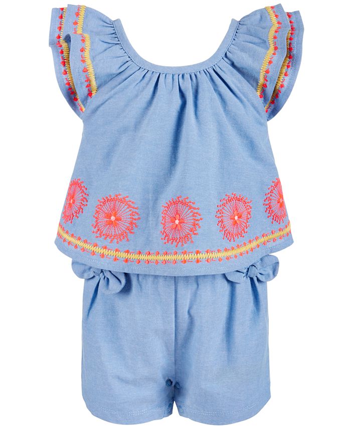 First Impressions Baby Girls Embroidered Romper, Created for Macy's Macy's