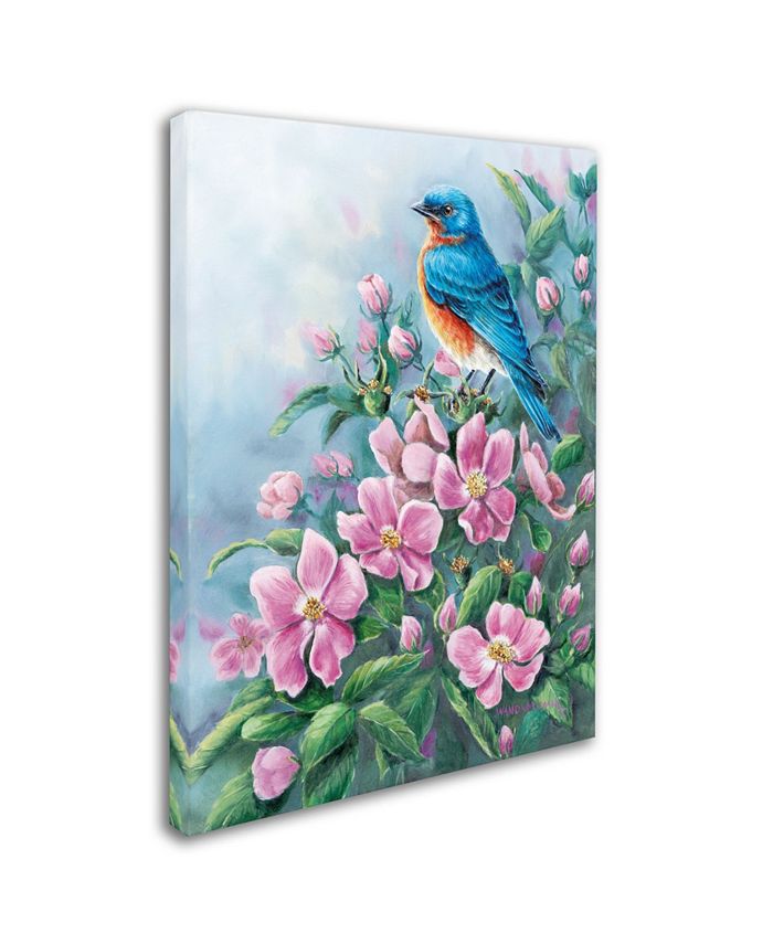 Trademark Global Wanda Mumm 'Blue Bird And Wild Roses' Canvas Art - 24 ...