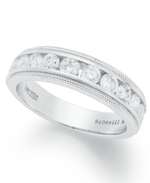 Diamond Ring, 14k White Gold Certified Diamond Milgrain Anniversary Band 1 ct. t.w.
