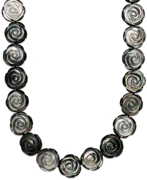 image of Sterling Silver Necklace, Cultured Tahitian Mother of Pearl Flower Necklace