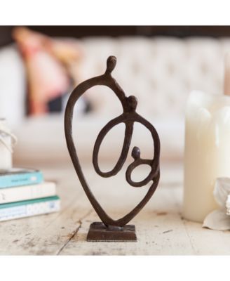 Family of 3 Heart Ring of Love Bronze Sculpture