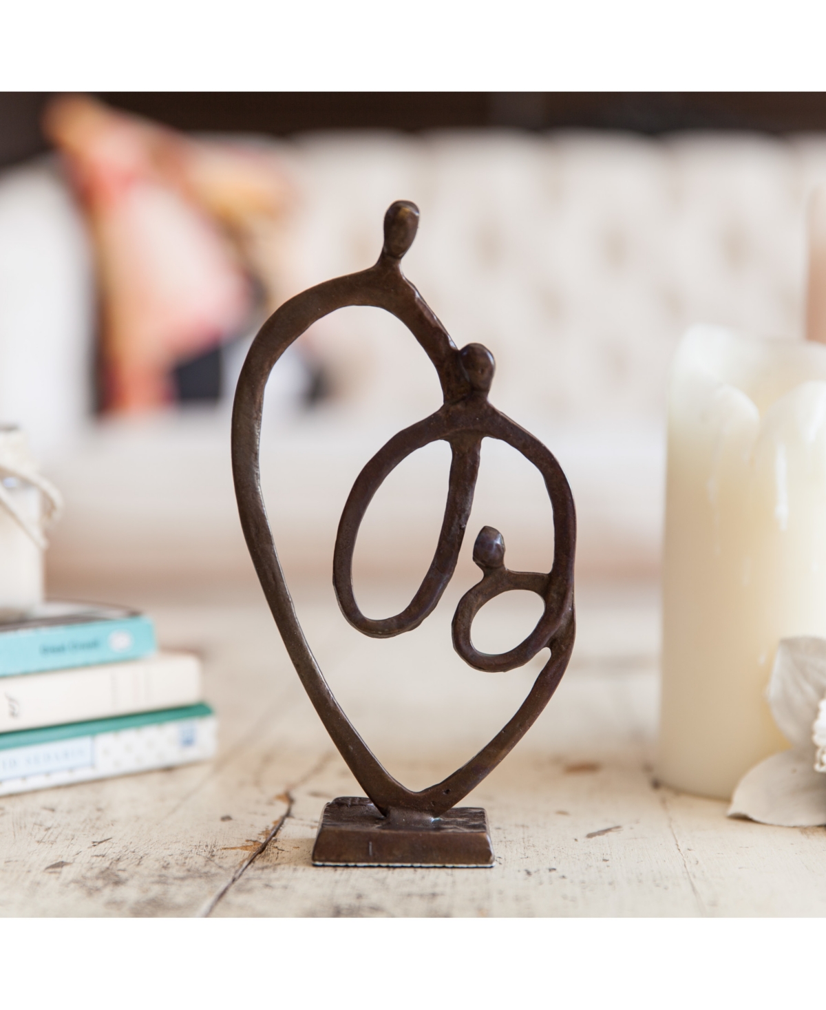 Danya B. Family of 3 Heart Ring of Love Bronze Sculpture