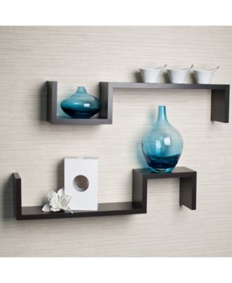 Danya B Espresso "S" Wall Mount Shelves - Set Of 2 - Macy's