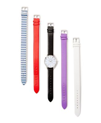 Silver Slidethrough Interchangeable Marble Dial Set Watch