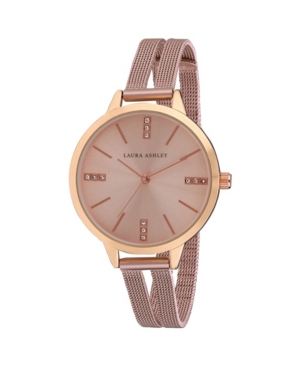 image of Laura Ashley Pink Split Mesh Band Sunray Dial Watch