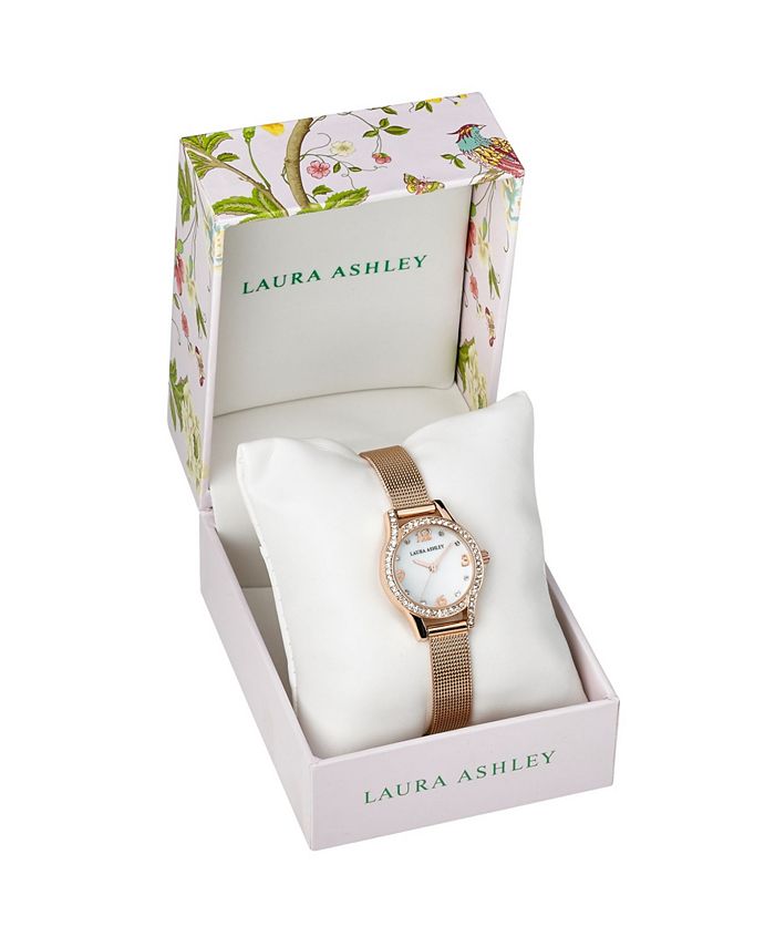 Laura ashley rose gold mesh deals watch