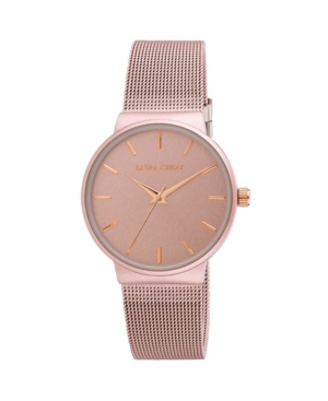 image of Laura Ashley Ladies- Pink Minimalist Mesh Band Watch