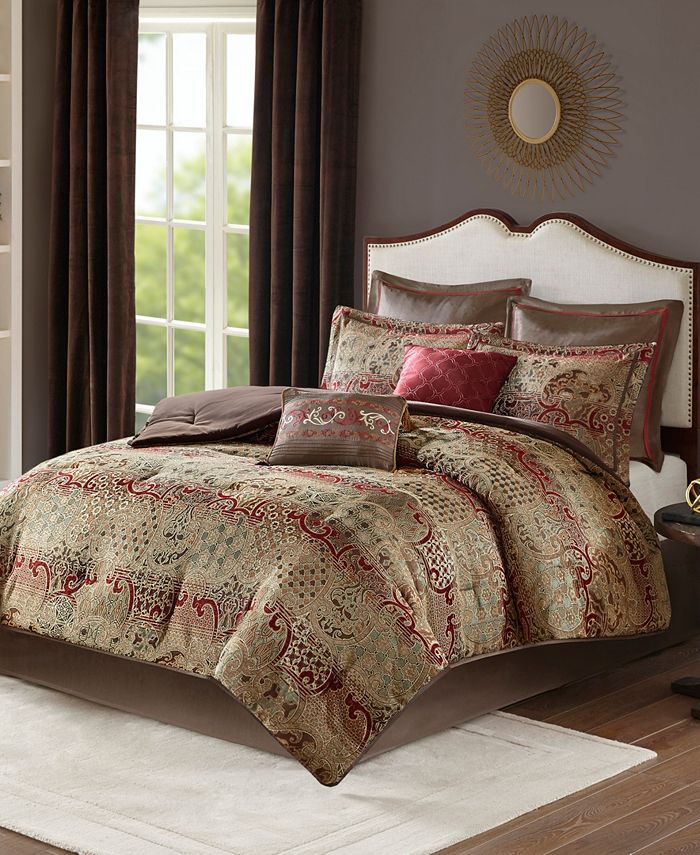 JLA Home Madison Park Hickory King 8 Piece Chenille Jacquard Comforter Set Macy's