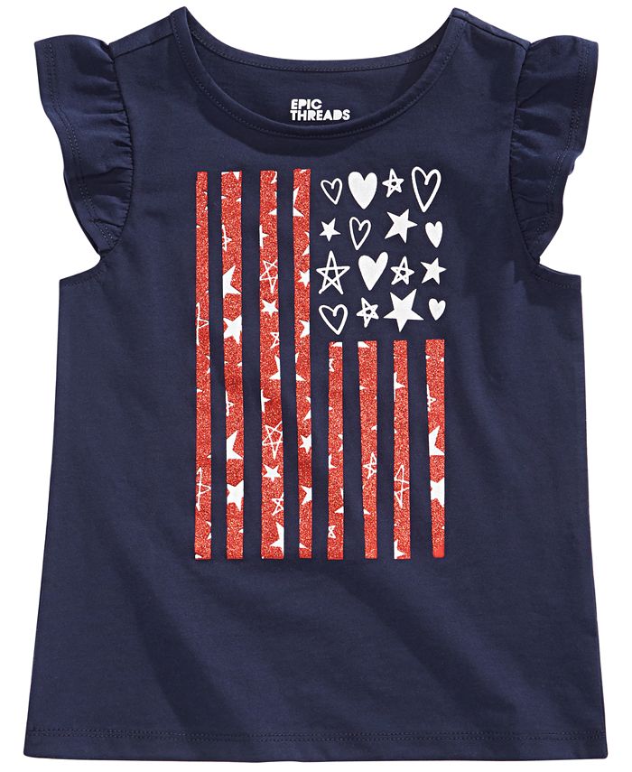 Epic Threads Little Girls Red, White & Blue Graphic Flutter Top ...