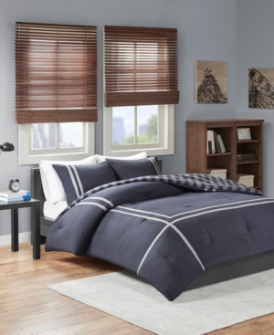 Jla Home Closeout! Intelligent Design Oxford Reversible 3-pc. Comforter Set, Full/queen In Navy