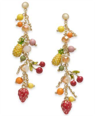 INC International Concepts - Gold-Tone Beaded Fruit Drop Earrings